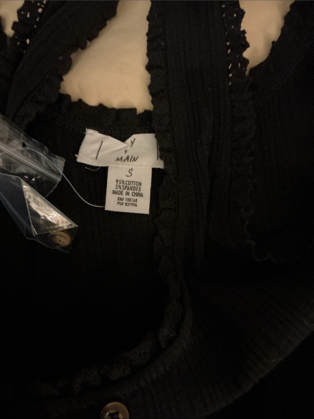 Black Ribbed Button-Front Mini Dress - Picture 4 of 5